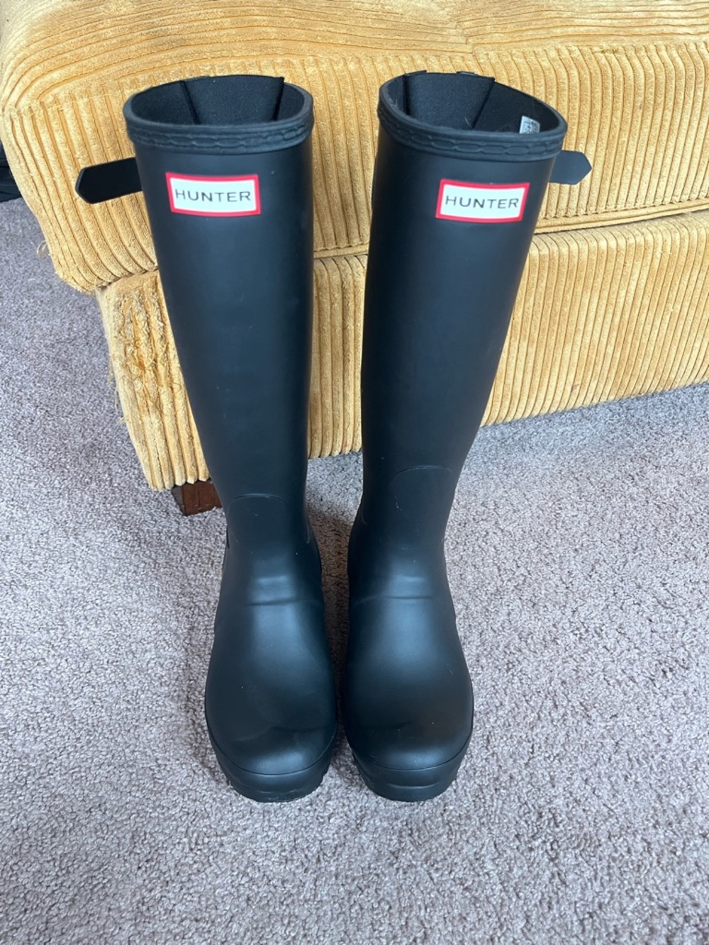 Hunter Black Tall Matte Rubber Rain Boots